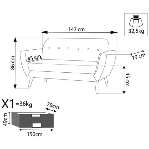 Hansel - Divano Stile Scandinavo In Tessuto - Foto 9