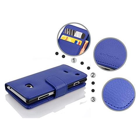 Custodia Compatibile Con Nokia Lumia 720 In Blu Reale - Coperchio Protettivo In Ecopelle Testurizzata E Tasca Per Carte Di Credito - Foto 2