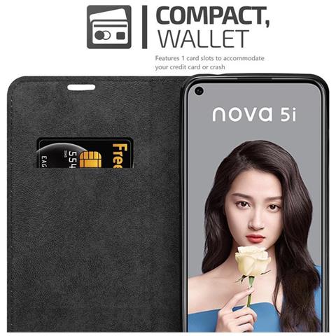 Custodia Compatibile Con Huawei Nova 5i / P20 Lite 2019 In Rosso Mela - Coperchio Protettiva Con Chiusura Magnetica, Funzione Stand E Tasca Per Le Carte - Foto 2