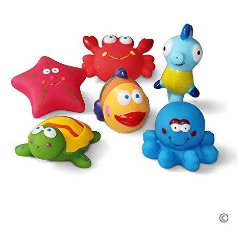 Bagno Di Giocattoli Acquatici Bagno Pesce Stella Di Mare Mare Cavalli Giocattoli (6pcs) Con Bagno Giocattoli Borsa Sea Creature Giocattoli Da Bagno Bambino Molli Bath Time Giocattoli Prescolare Animali Giocattoli Da Bagno Vasca Da Bagno E Soft - Foto 1