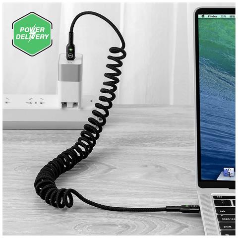 Cavo Usb-c A Usb-c Power Delivery 60w Allungabile 43cm A 1,8m Macdodo Nero - Foto 10