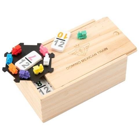 Gioco Domino Treno Messicano Legno Naturale / Bianco 101 Pz - Foto 2