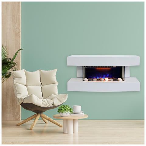 Caminetti moderni Paula piccolo bianco camino elettrico ElectricSun, con effetto sonoro, 10 colori, con l’app, L81xH41x22cm - Foto 2