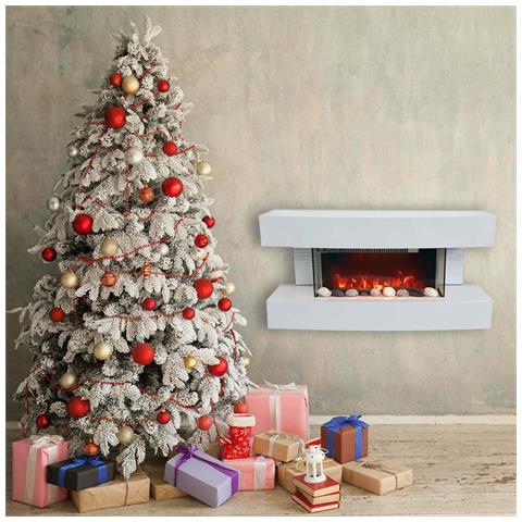 Caminetti moderni Paula piccolo bianco camino elettrico ElectricSun, con effetto sonoro, 10 colori, con l’app, L81xH41x22cm - Foto 6