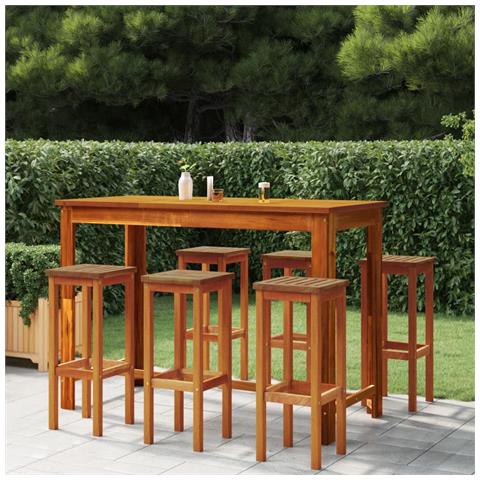 Sgabelli Da Bar 6 Pz In Legno Massello Di Acacia - Foto 10