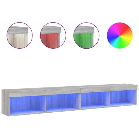 Mobili Tv Con Luci Led 2pz Grigio Sonoma 100x30x30 Cm - Foto 2