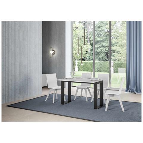 Tavolo Apribile 120/200x45/90 Cm Tecno Double Telaio Antracite - Bianco Frassino - Foto 2