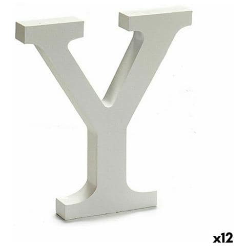 Lettera Y Legno Bianco (1,8 X 21 X 17 Cm) (12 Unità) - Foto 1