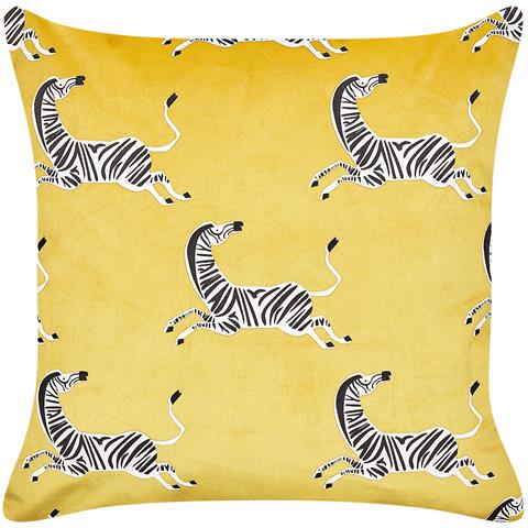 Set Di 2 Cuscini Aconitum Velluto 45 X 45 Cm Giallo Trama Animale - Foto 2