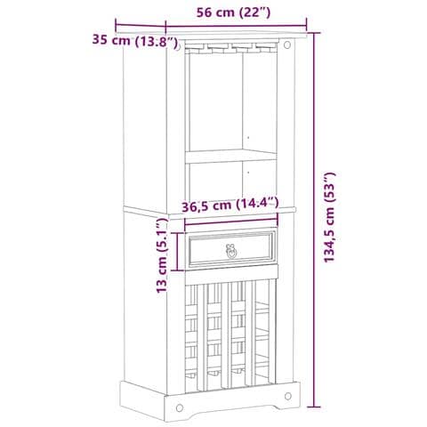 Portabottiglie Vino Corona 56x35x134,5cm Legno Massello di Pino - Foto 2