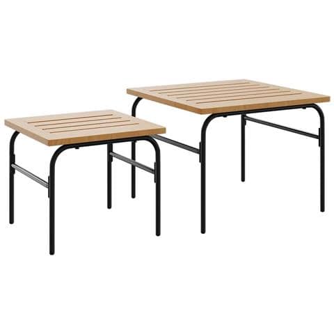 Tavolini Da Giardino Impilabili 2pz Marrone E Nero In Acciaio - Foto 1