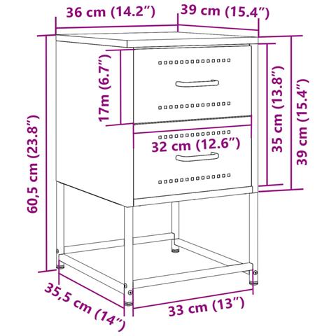 Comodini 2 Pz Antracite 36x39x60,5 Cm In Acciaio - Foto 10