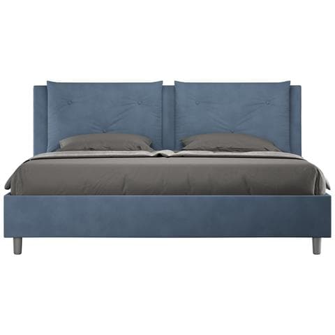 Letto Contenitore Imbottito 180x190 Microfibra Blu Appia - Foto 1