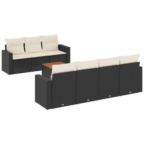 Set Divani da Giardino con Cuscini 8 pz Nero in Polyrattan - Foto 1