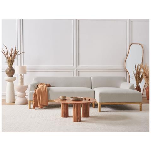 Divano Angolare 3 Posti Sosjo Tessuto Beige Chiaro Lato Sinistro - Foto 1