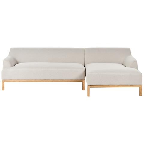 Divano Angolare 3 Posti Sosjo Tessuto Beige Chiaro Lato Sinistro - Foto 2