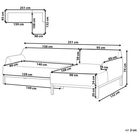 Divano Angolare 3 Posti Sosjo Tessuto Beige Chiaro Lato Sinistro - Foto 8