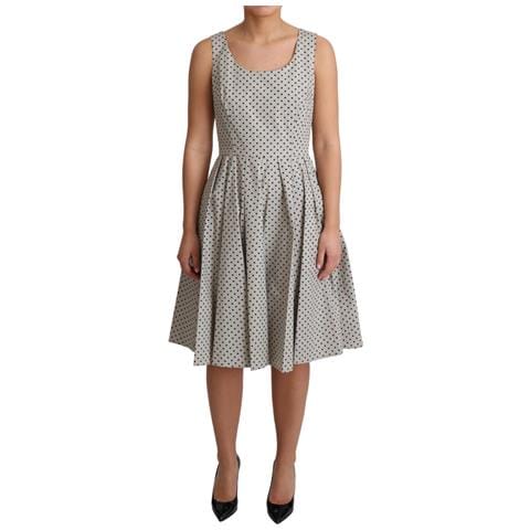 Abito A Trapezio In Cotone A Pois Beige - It42-m - Foto 1