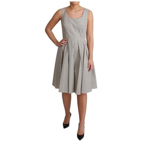 Abito A Trapezio In Cotone A Pois Beige - It42-m - Foto 2