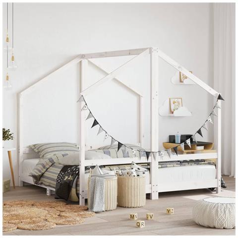 Giroletto per Bambini Bianco 2x (80x160) cm Legno Massello Pino - Foto 10