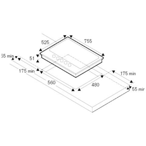 Piano P755CPROGNE a Gas 5 Zone Cottura da 75 cm Colore Nero - Foto 4