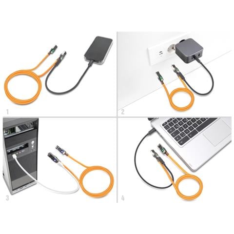 Cavo di rete RJ45 con funzione di ricerca porte USB Type-C Autotracciamento Cat. 6A S /FTP 3 m arancione - Foto 2