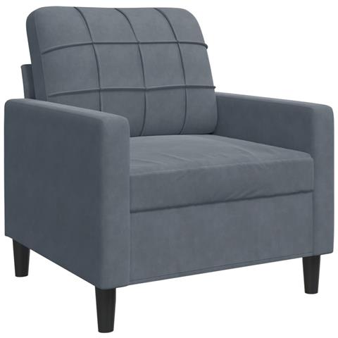 Poltrona Grigio Scuro 60 Cm Velluto - Foto 2