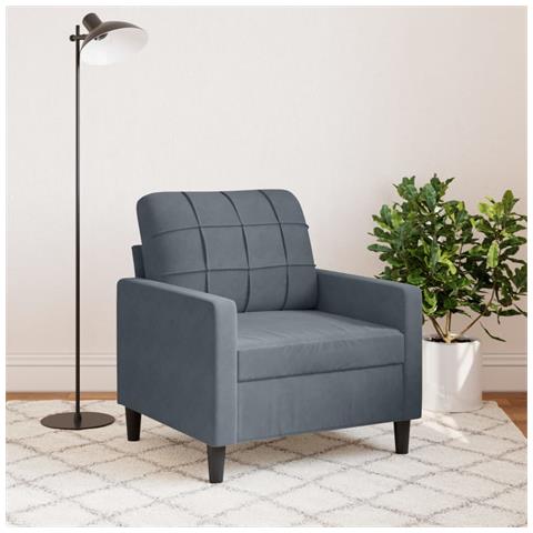 Poltrona Grigio Scuro 60 Cm Velluto - Foto 3