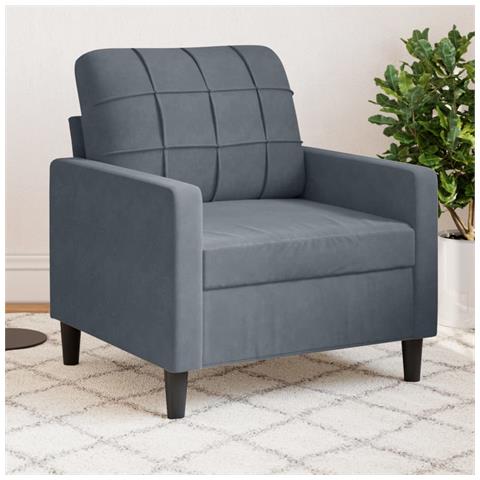 Poltrona Grigio Scuro 60 Cm Velluto - Foto 1