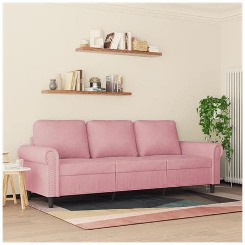 Divano A 3 Posti Rosa 180 Cm In Velluto - Foto 3
