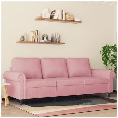Divano A 3 Posti Rosa 180 Cm In Velluto - Foto 1
