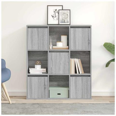 Libreria Grigio Sonoma 89x24x101,5 Cm In Legno Multistrato - Foto 3