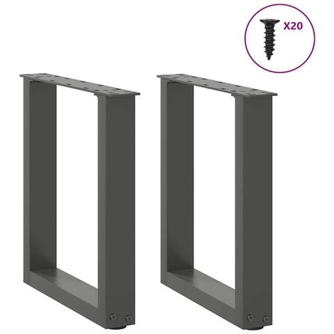 Gambe Tavolino Caffè A U 2 Pz Antracite 38x(42-43) Cm Acciaio - Foto 3