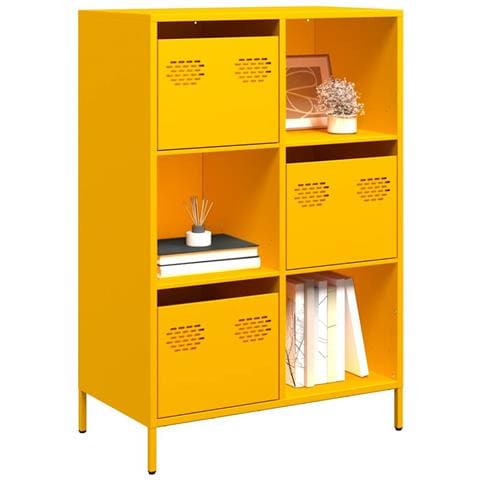 Credenza Giallo Senape 68x39x103,5 Cm In Acciaio - Foto 1