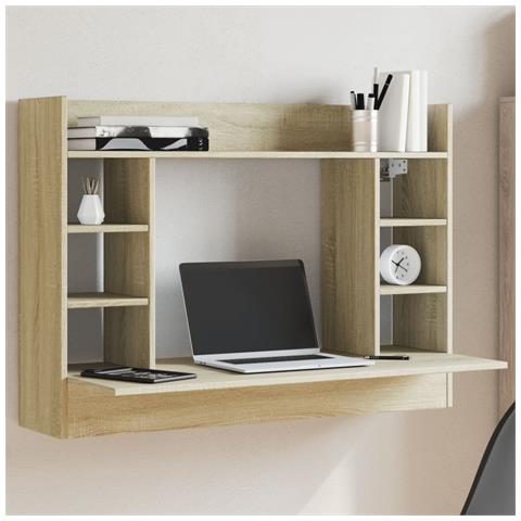 Scrivania A Parete Rovere Sonoma 105x48x75 Cm Legno Multistrato - Foto 8