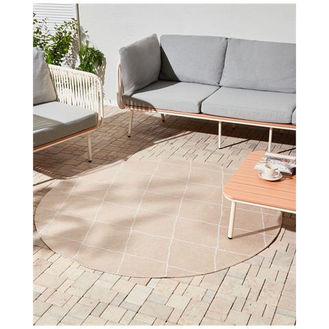 Tappeto Per Esterni Gwalior Ø 160 Cm Beige - Foto 1