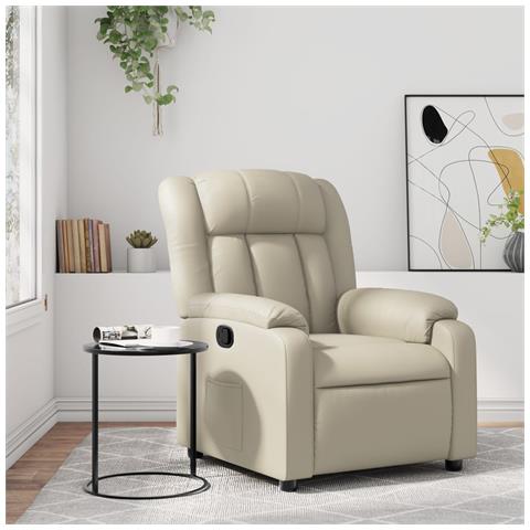 Poltrona Reclinabile Crema in Similpelle - Foto 2