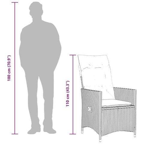 Sedie da Giardino Reclinabili 2 pz e Cuscini Grigio Polyrattan - Foto 9