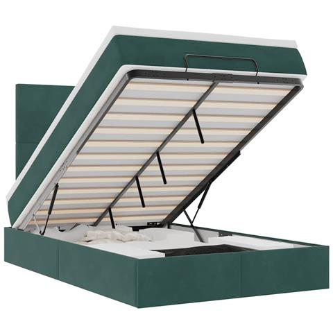 Struttura Letto Pouf con Materassi 120x190 cm Velluto - Foto 1