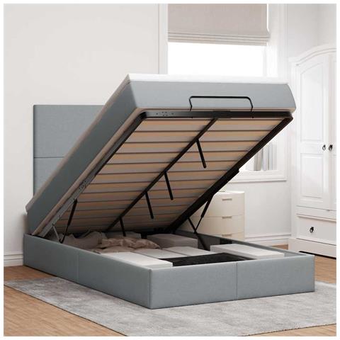 Struttura Letto Pouf con Materasso 120x200 cm in Tessuto - Foto 2