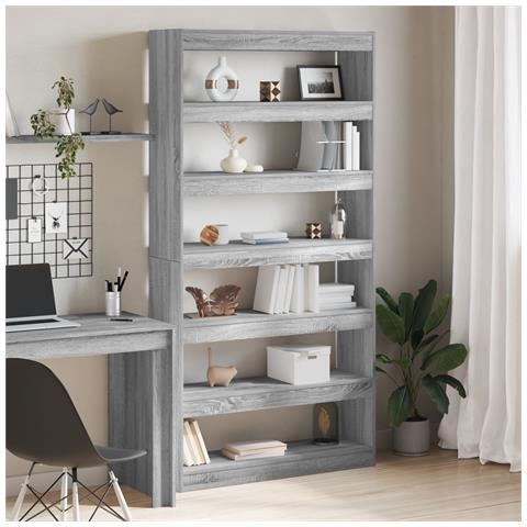 Mobile per libri/divisorio per stanze in rovere nero 100x30x198 cm in legno ingegnerizzato - Foto 2