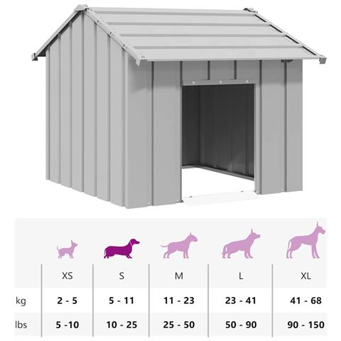 Casetta per Cani con Tetto 85x107x81 cm Acciaio Zincato - Foto 8