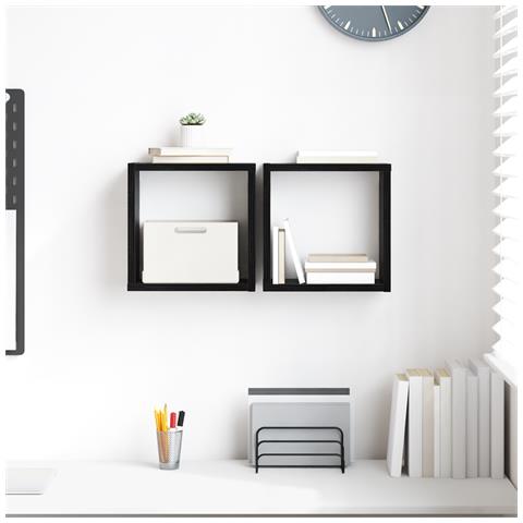 Mensole a Parete Rovere Nero MDF 26 x 15 x 26 cm Mensole a Parete - Foto 2