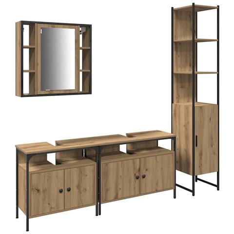 Set di Armadi da Bagno con lo scaffale 4 pcs rovere artigianale - Foto 1