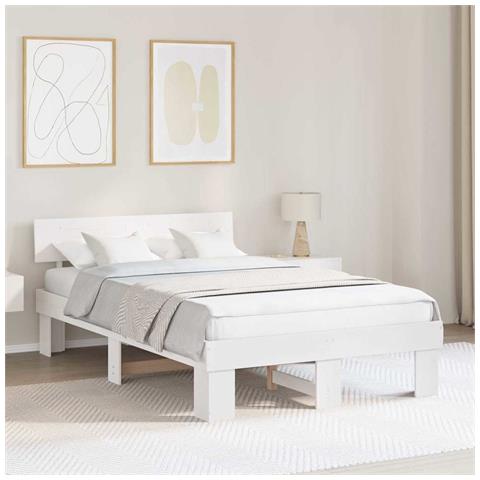 Struttura del letto Bianco 120 x 200 cm Legno di pino massello - Foto 2