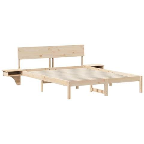 Rete letto con comodini Marrone Legno di pino massello - Foto 1