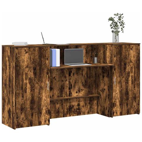Banco Reception Rovere Fumo 200x50x103,5cm in Legno Multistrato - Foto 2