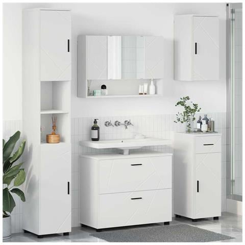 Set di mobili per il bagno 5 pcs Bianco 30 x 35 x 192 cm - Foto 2