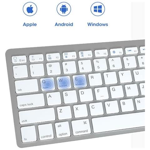 Tastiera Bluetooth Sottile: Tastiera Wireless Portatile Compatibile Con Tablet E Smartphone Silver - Foto 7