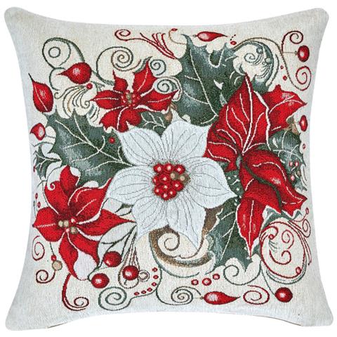 Federa Cuscino Arredo Casa Fodera Tessuto Cinigliato Fantasie Natalizie Made Italy 40x40 Bouquet Noel - Foto 1